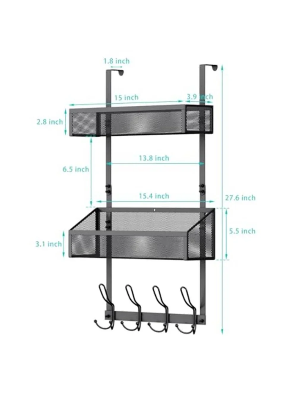 Over Door Organizer Hooks Baskets Bathroom Pantry Storage Rack No Drill